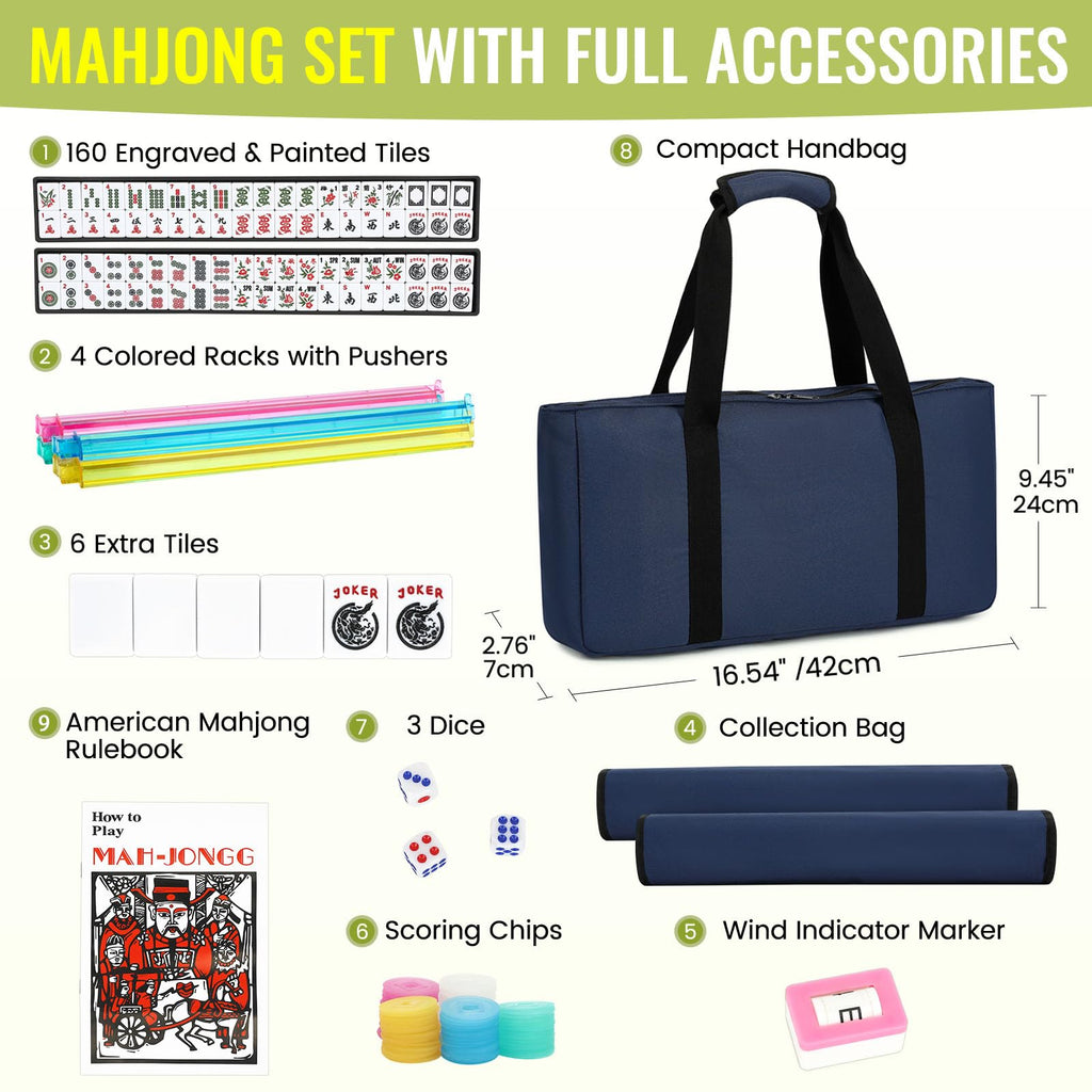 Marlifenny American Mahjong Set — 166 Tiles with Carrying Bag