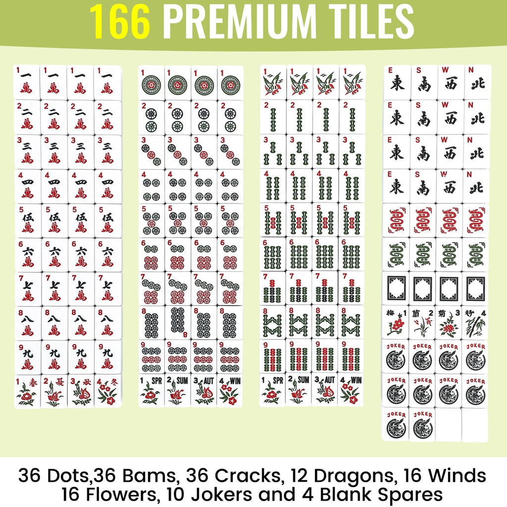 Marlifenny American Mahjong Set — 166 Tiles with Carrying Bag