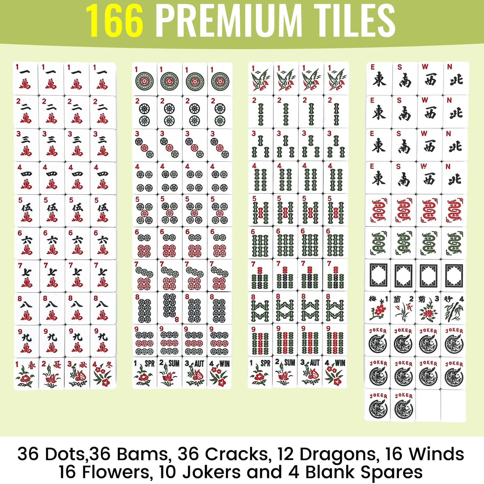 Marlifenny American Mahjong Set — 166 Tiles with Carrying Bag