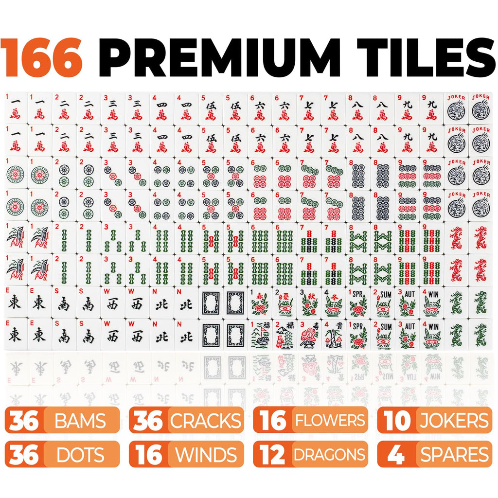 Mutex Traveler American Mahjong Set — 166 Tiles with Orange Carrying Bag