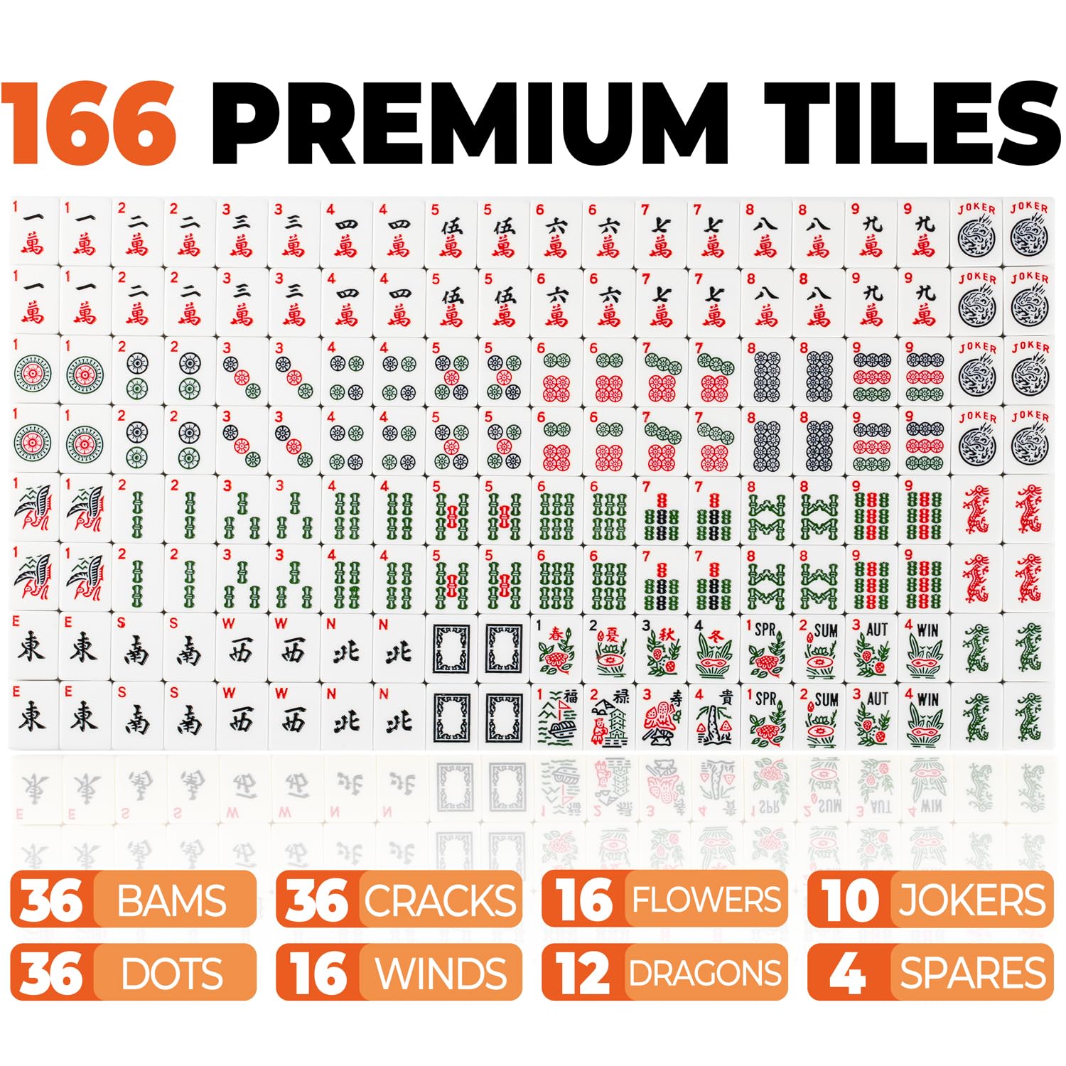 Mutex Traveler American Mahjong Set — 166 Tiles with Orange Carrying Bag