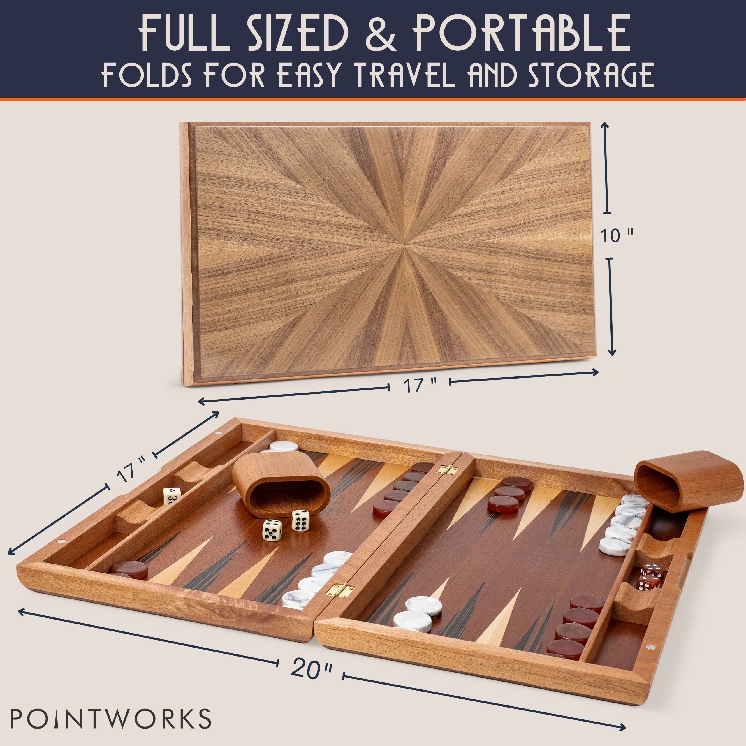 Pointworks Backgammon Set with Custom Checkers & Dice