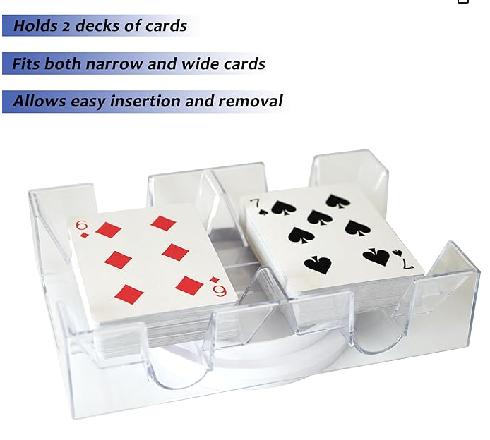 2-Deck Rotating Card Holder— Revolving Playing Card Tray