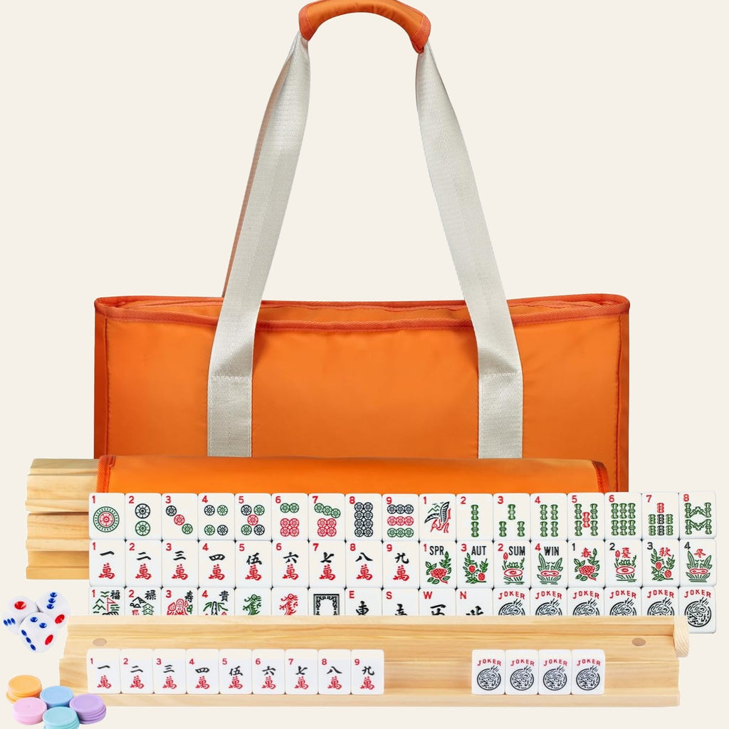 Mutex Traveler American Mahjong Set — 166 Tiles with Orange Carrying Bag